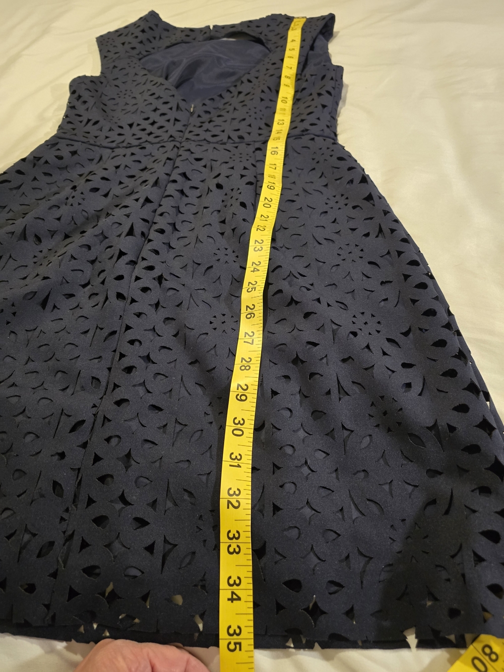 Trina Turk Navy Laser-Cut Asymmetrical Dress Size 6 - Picture 10 of 12